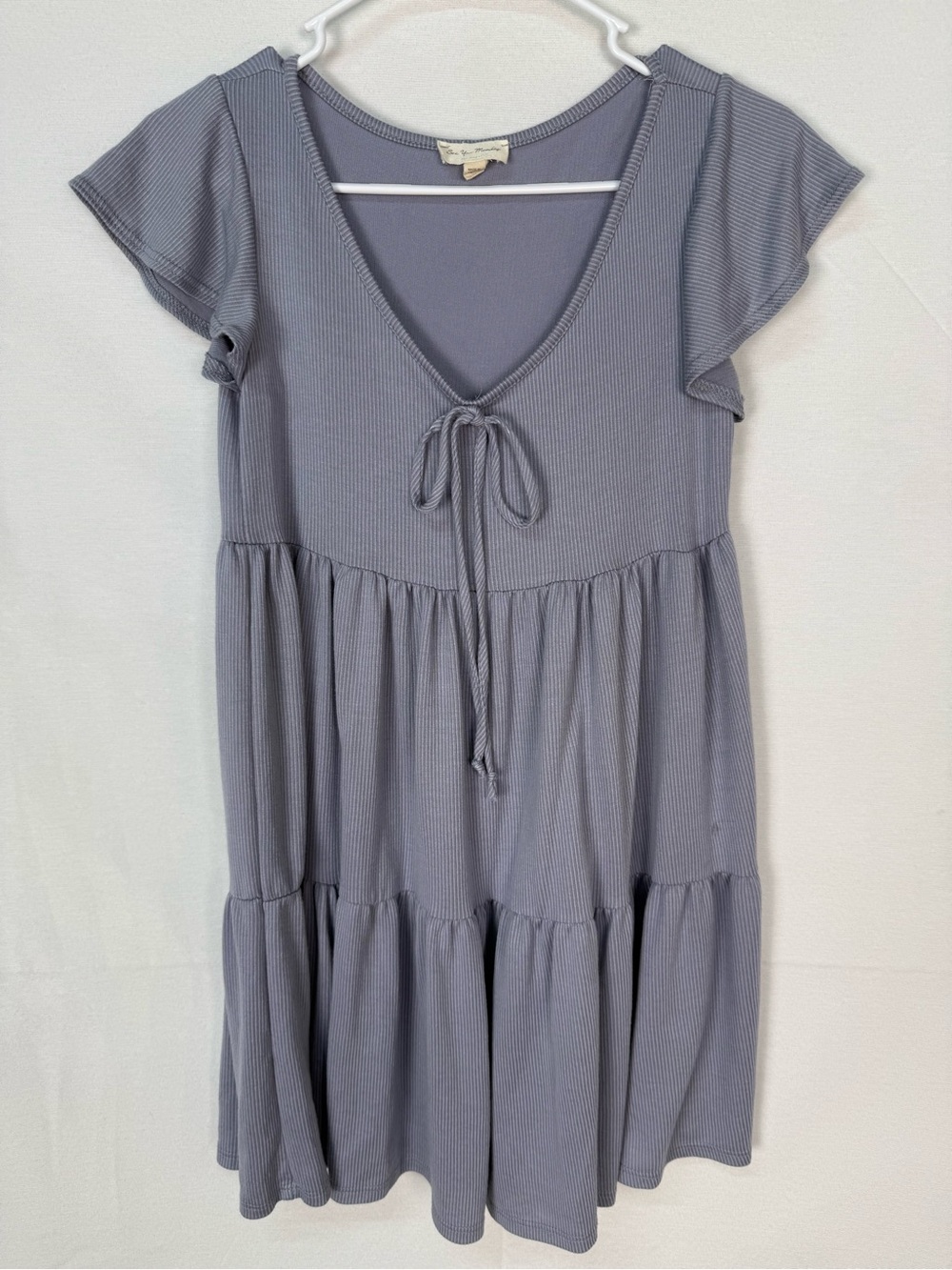 See You Monday Blue Short Sleeve Mini Dress